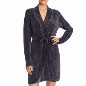 Josie by Natori Plush Chenille Robe XL Gray Cozy Loungewear Belted Spa